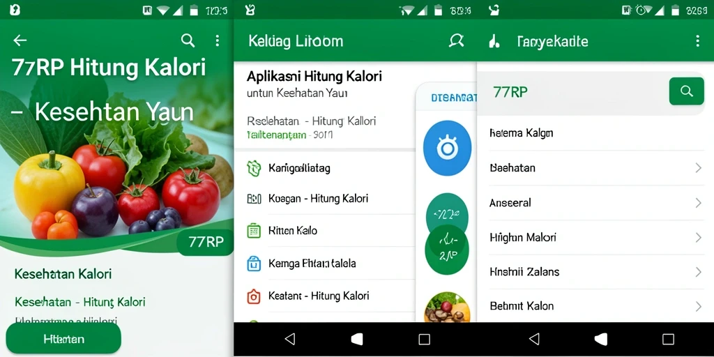 Tampilan antarmuka aplikasi Hitung Kalori 77RP.