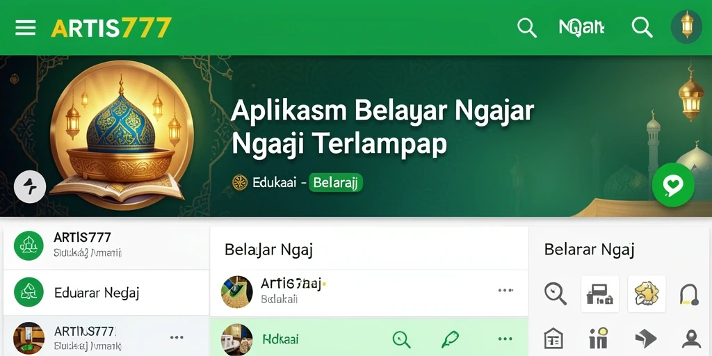 Screenshot utama ARTIS777 menampilkan antarmuka belajar ngaji yang interaktif.