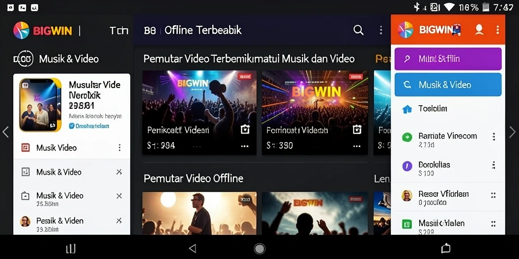 Tampilan antarmuka utama BIGWIN untuk pemutar video offline.