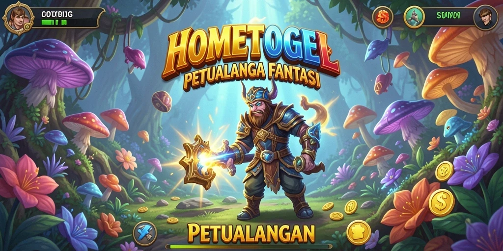 Tampilan antarmuka HOMETOGEL dengan grafis Petualangan yang menarik.