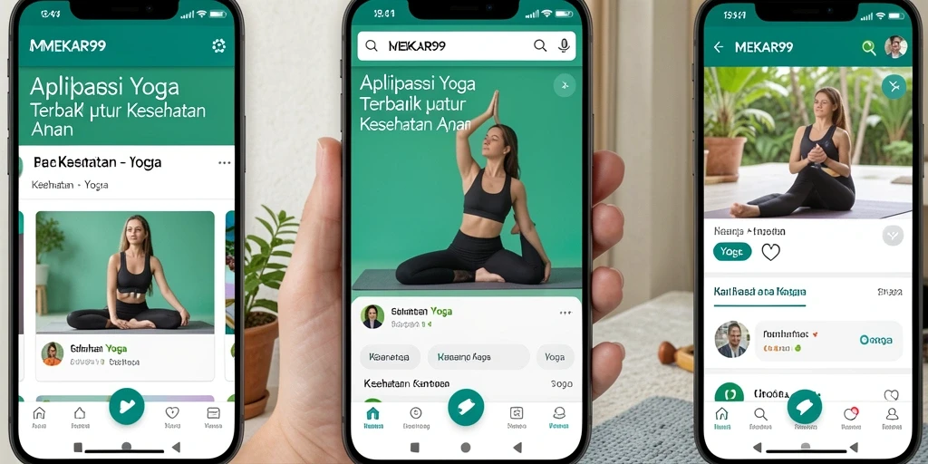 Tampilan antarmuka MEKAR99 yang menarik dengan panduan Yoga visual.