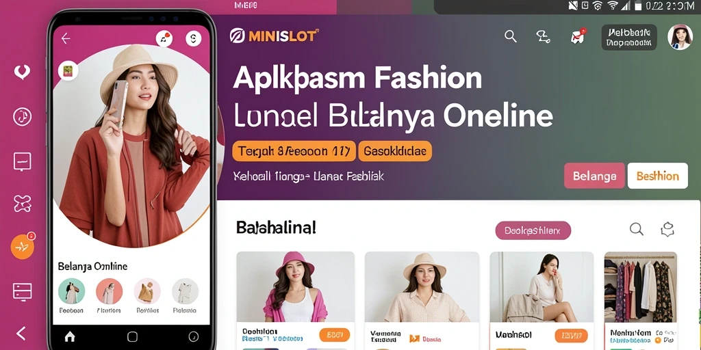 Antarmuka aplikasi MINISLOT menampilkan koleksi fashion yang menarik.