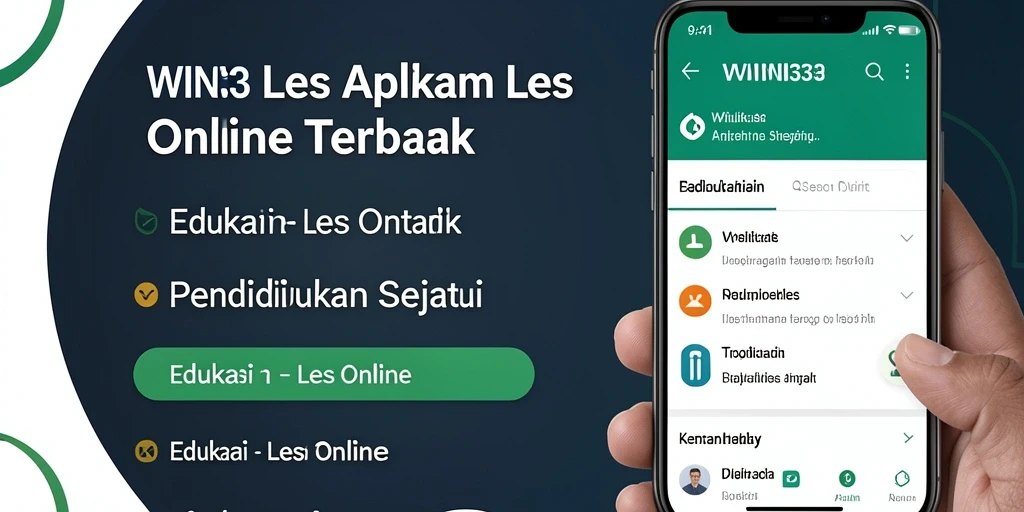 Tampilan antarmuka aplikasi WIN33 untuk Les Online dengan fitur interaktif.